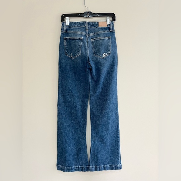 Paige Leenah Wide Leg High-Rise Exposed Button Fly Jeans, Med Blue, 25 - Picture 4 of 10